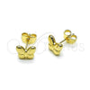 Arete Dormilona 02.163.0392 Oro Laminado, Diseño de Mariposa y Hueco, Pulido, Tono Dorado