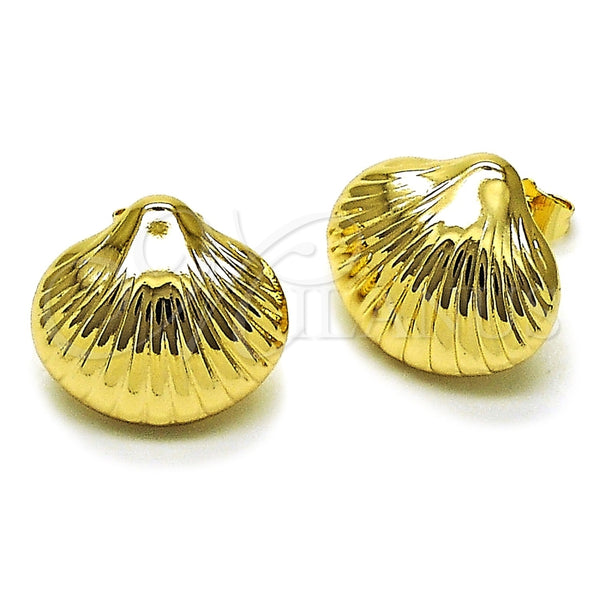 Arete Dormilona 02.428.0062 Oro Laminado, Diseño de Concha y Hueco, Pulido, Tono Dorado