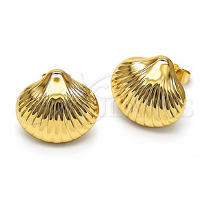 Arete Dormilona 02.428.0062 Oro Laminado, Diseño de Concha y Hueco, Pulido, Tono Dorado