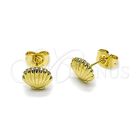 Arete Dormilona 02.163.0393 Oro Laminado, Diseño de Concha y Hueco, Pulido, Tono Dorado