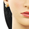 Arete Dormilona 02.163.0394 Oro Laminado, Diseño de Corazón y Hueco, Pulido, Tono Dorado