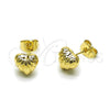Arete Dormilona 02.163.0394 Oro Laminado, Diseño de Corazón y Hueco, Pulido, Tono Dorado