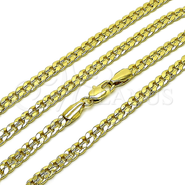 Gargantilla Basica 04.213.0356.22 Oro Laminado, Diseño de Cubana Concava, Pulido, Tono Dorado (Calibre 120, Grosor 04.7 MM, 22 Pulgadas de Largo)