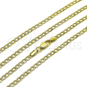 Gargantilla Basica 04.213.0357.22 Oro Laminado, Diseño de Cubana y Cubana Pave, Diamantado, Tono Dorado (Thickness, 22 Inches Length)
