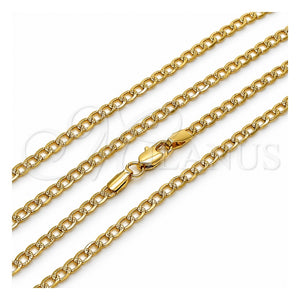 Gargantilla Basica 04.213.0357.22 Oro Laminado, Diseño de Cubana y Cubana Pave, Diamantado, Tono Dorado (Thickness, 22 Inches Length)