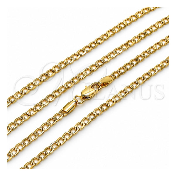 Gargantilla Basica 04.213.0357.22 Oro Laminado, Diseño de Cubana y Cubana Pave, Diamantado, Tono Dorado (Thickness, 22 Inches Length)