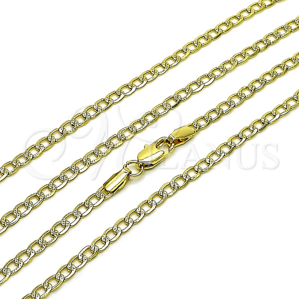 Gargantilla Basica 04.213.0357.22 Oro Laminado, Diseño de Cubana y Cubana Pave, Diamantado, Tono Dorado (Thickness, 22 Inches Length)