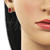 Arete Dormilona 02.344.0173 Oro Laminado, Diseño de Cluster, con Zirconia Cubica Granate y Blanca, Pulido, Tono Dorado