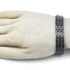 Pulsera Solida 03.114.0218.7.09 Acero Inoxidable, Diseño de Llave Griega, Pulido, Rodinado Negro (14 MM Thickness, 9 Inches Length)