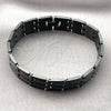 Pulsera Solida 03.114.0218.7.09 Acero Inoxidable, Diseño de Llave Griega, Pulido, Rodinado Negro (14 MM Thickness, 9 Inches Length)