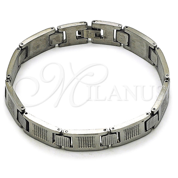 Pulsera Solida 03.114.0336.3.09 Acero Inoxidable, Pulido, Tono Plateado (12 MM Thickness, 9 Inches Length)