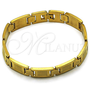 Pulsera Solida 03.114.0336.4.09 Acero Inoxidable, Pulido, Tono Dorado (12 MM Thickness, 9 Inches Length)