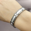 Pulsera Solida 03.114.0372.4.08 Acero Inoxidable, Diseño de Llave Griega, Pulido, Dos Tonos (12 MM Thickness, 8 Inches Length)
