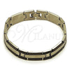 Pulsera Solida 03.114.0372.4.08 Acero Inoxidable, Diseño de Llave Griega, Pulido, Dos Tonos (12 MM Thickness, 8 Inches Length)