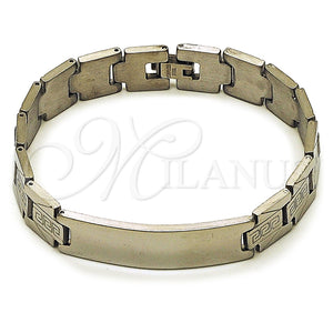 Pulsera Solida 03.114.0338.2.08 Acero Inoxidable, Diseño de Llave Griega, Pulido, Tono Plateado (13 MM Thickness, 8 Inches Length)