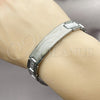 Pulsera Solida 03.114.0338.3.08 Acero Inoxidable, Diseño de Llave Griega, Pulido, Dos Tonos (13 MM Thickness, 8 Inches Length)