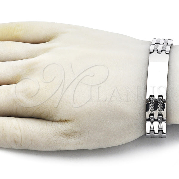 Pulsera Solida 03.114.0274.5.09 Acero Inoxidable, Pulido, Tono Plateado (14 MM Thickness, 9 Inches Length)