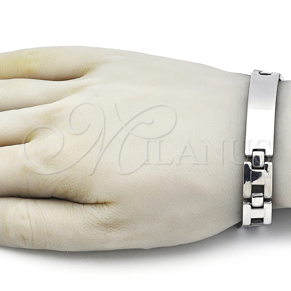 Pulsera Solida 03.114.0306.3.09 Acero Inoxidable, Pulido, Tono Plateado (12 MM Thickness, 9 Inches Length)