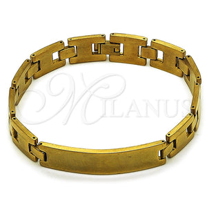 Pulsera Solida 03.114.0306.4.09 Acero Inoxidable, Pulido, Tono Dorado (12 MM Thickness, 9 Inches Length)