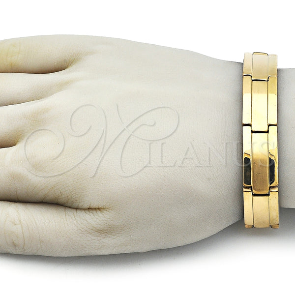 Pulsera Solida 03.114.0371.2.09 Acero Inoxidable, Pulido, Tono Dorado (14 MM Thickness, 9 Inches Length)