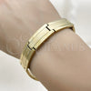 Pulsera Solida 03.114.0371.2.09 Acero Inoxidable, Pulido, Tono Dorado (14 MM Thickness, 9 Inches Length)