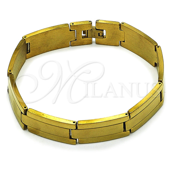 Pulsera Solida 03.114.0371.2.09 Acero Inoxidable, Pulido, Tono Dorado (14 MM Thickness, 9 Inches Length)