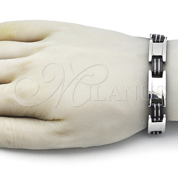 Pulsera Solida 03.114.0415.09 Acero Inoxidable, Pulido, Tono Plateado (12 MM Thickness, 9 Inches Length)