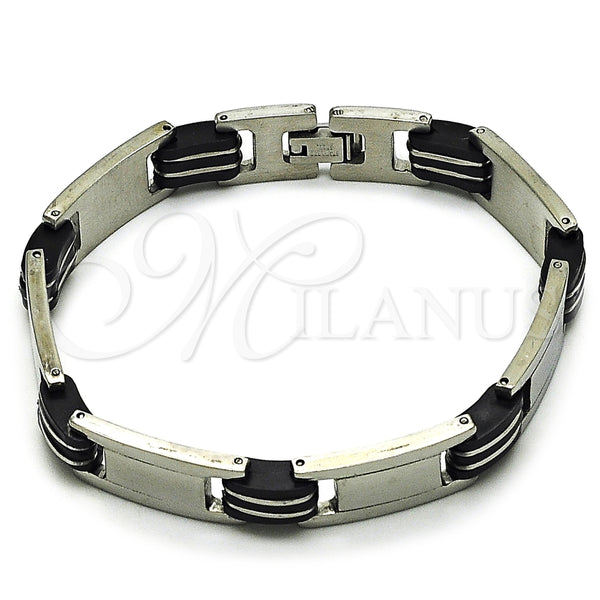 Pulsera Solida 03.114.0415.09 Acero Inoxidable, Pulido, Tono Plateado (12 MM Thickness, 9 Inches Length)