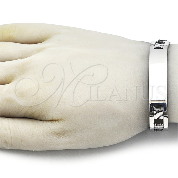 Pulsera Solida 03.114.0373.2.08 Acero Inoxidable, Pulido, Tono Plateado (12 MM Thickness, 8 Inches Length)