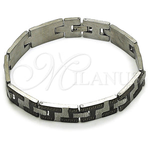 Pulsera Solida 5.247.010.4.09 Acero Inoxidable, Diseño de Llave Griega, Pulido, Dos Tonos (12 MM Thickness, 9 Inches Length)