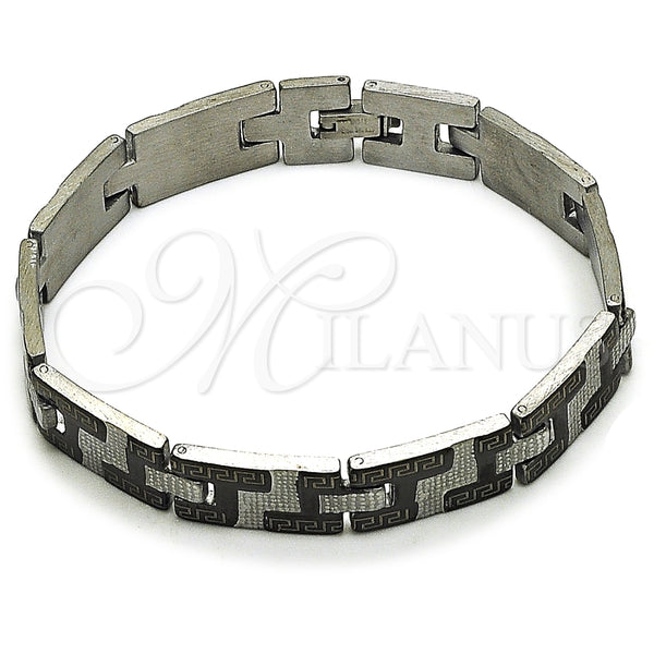 Pulsera Solida 5.247.010.4.09 Acero Inoxidable, Diseño de Llave Griega, Pulido, Dos Tonos (12 MM Thickness, 9 Inches Length)