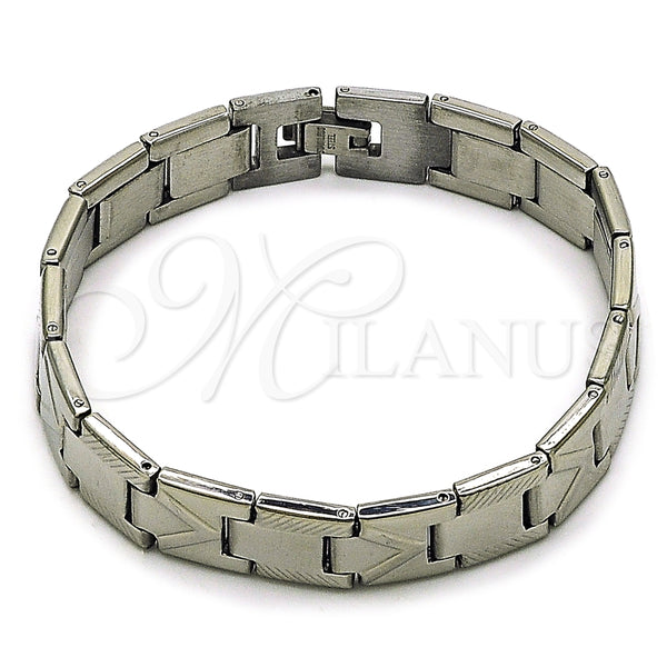 Pulsera Solida 03.114.0416.08 Acero Inoxidable, Diseño de Flecha, Pulido, Tono Plateado (13 MM Thickness, 8 Inches Length)