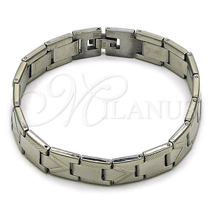 Pulsera Solida 03.114.0416.08 Acero Inoxidable, Diseño de Flecha, Pulido, Tono Plateado (13 MM Thickness, 8 Inches Length)