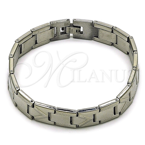 Pulsera Solida 03.114.0416.08 Acero Inoxidable, Diseño de Flecha, Pulido, Tono Plateado (13 MM Thickness, 8 Inches Length)