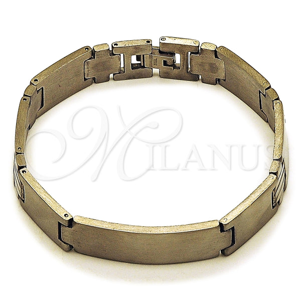 Pulsera Solida 03.114.0385.3.08 Acero Inoxidable, Diseño de Cruz, Pulido, Tono Plateado (Thickness, 9 Inches Length)