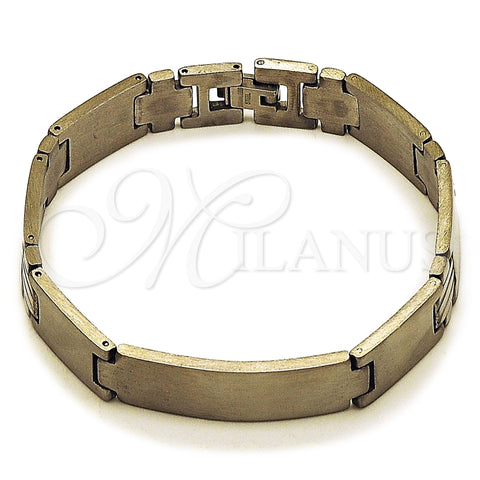 Pulsera Solida 03.114.0385.3.08 Acero Inoxidable, Diseño de Cruz, Pulido, Tono Plateado (Thickness, 9 Inches Length)