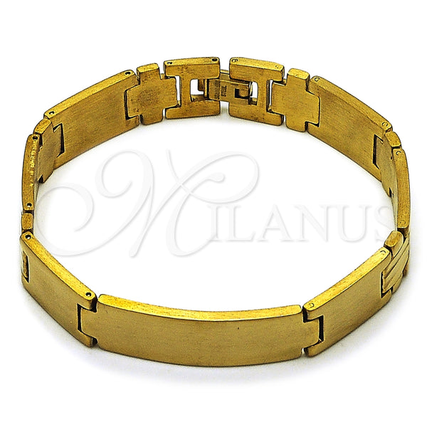 Pulsera Solida 03.114.0385.4.08 Acero Inoxidable, Diseño de Cruz, Pulido, Tono Dorado (Thickness, 9 Inches Length)