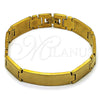 Pulsera Solida 03.114.0385.4.08 Acero Inoxidable, Diseño de Cruz, Pulido, Tono Dorado (Thickness, 9 Inches Length)