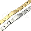Pulsera Solida 03.114.0385.4.08 Acero Inoxidable, Diseño de Cruz, Pulido, Tono Dorado (Thickness, 9 Inches Length)