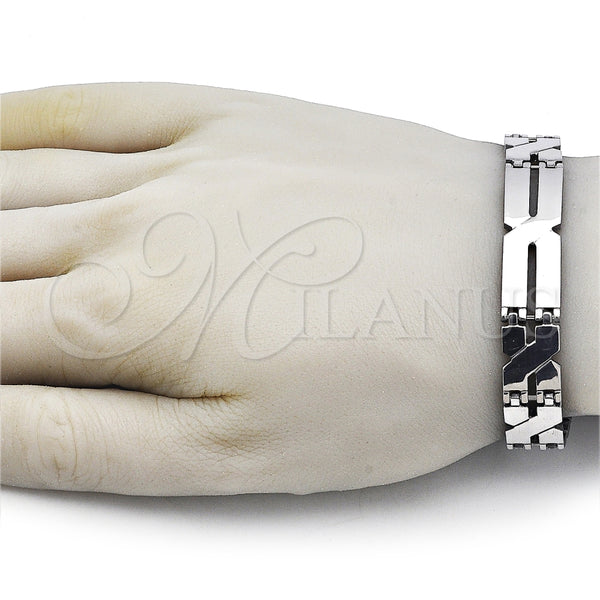 Pulsera Solida 03.114.0283.3.08 Acero Inoxidable, Pulido, Tono Plateado (12 MM Thickness, 8 Inches Length)