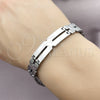Pulsera Solida 03.114.0283.3.08 Acero Inoxidable, Pulido, Tono Plateado (12 MM Thickness, 8 Inches Length)