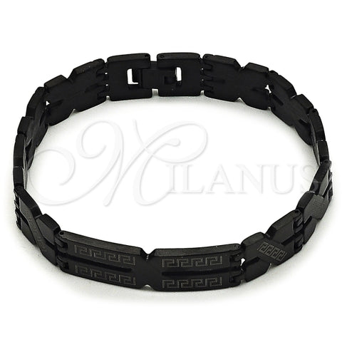 Pulsera Solida 03.114.0283.4.08 Acero Inoxidable, Diseño de Llave Griega, Pulido, Dos Tonos