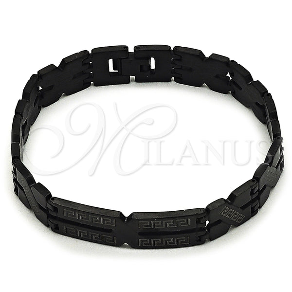 Pulsera Solida 03.114.0283.4.08 Acero Inoxidable, Diseño de Llave Griega, Pulido, Dos Tonos (12 MM Thickness, 8 Inches Length)
