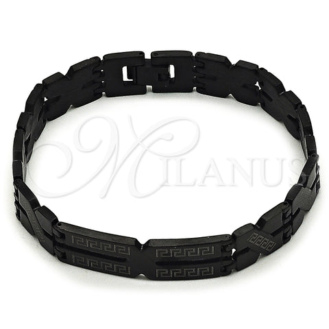 Pulsera Solida 03.114.0283.4.08 Acero Inoxidable, Diseño de Llave Griega, Pulido, Dos Tonos (12 MM Thickness, 8 Inches Length)