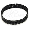 Pulsera Solida 03.114.0307.2.08 Acero Inoxidable, Diseño de Llave Griega, Pulido, Rodinado Negro (Thickness, 8 Inches Length)