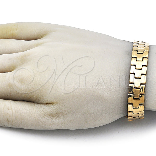 Pulsera Solida 03.114.0307.3.08 Acero Inoxidable, Pulido, Tono Dorado (Thickness, 8 Inches Length)