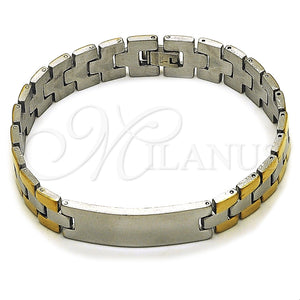 Pulsera Solida 03.114.0307.5.08 Acero Inoxidable, Pulido, Dos Tonos (Thickness, 8 Inches Length)