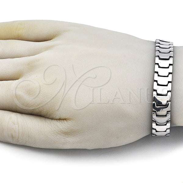 Pulsera Solida 03.114.0380.3.08 Acero Inoxidable, Pulido, Tono Plateado (12 MM Thickness, 8 Inches Length)