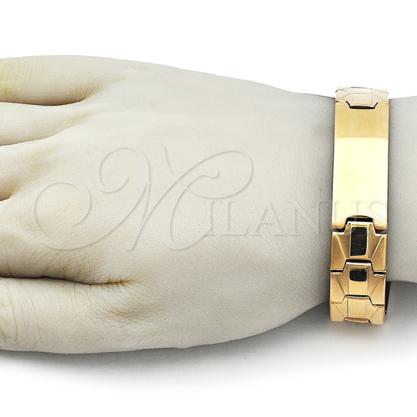 Pulsera Solida 5.244.001.4.08 Acero Inoxidable, Pulido, Tono Dorado (16 MM Thickness, 8 Inches Length)