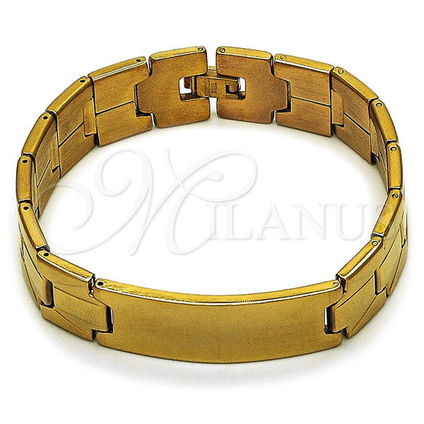 Pulsera Solida 5.244.001.4.08 Acero Inoxidable, Pulido, Tono Dorado (16 MM Thickness, 8 Inches Length)